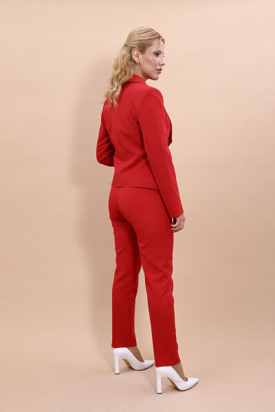 Mini Jacket & Cigarette Pants Set - Red - 5