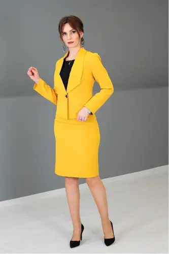 Mini Jacket & Pencil Skirt Set - Mustard 