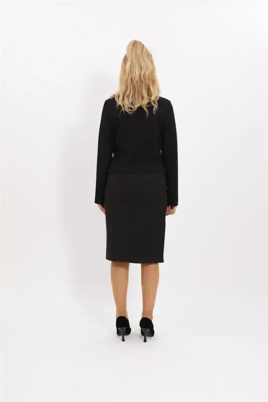 Mini Jacket & Pencil Skirt Suit - Black - 4