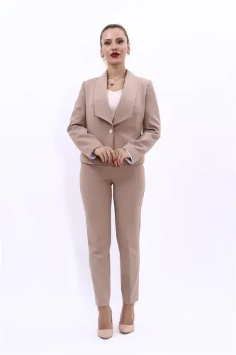 Mini Jacket & Skinny Pants Set-Stone-Stone 