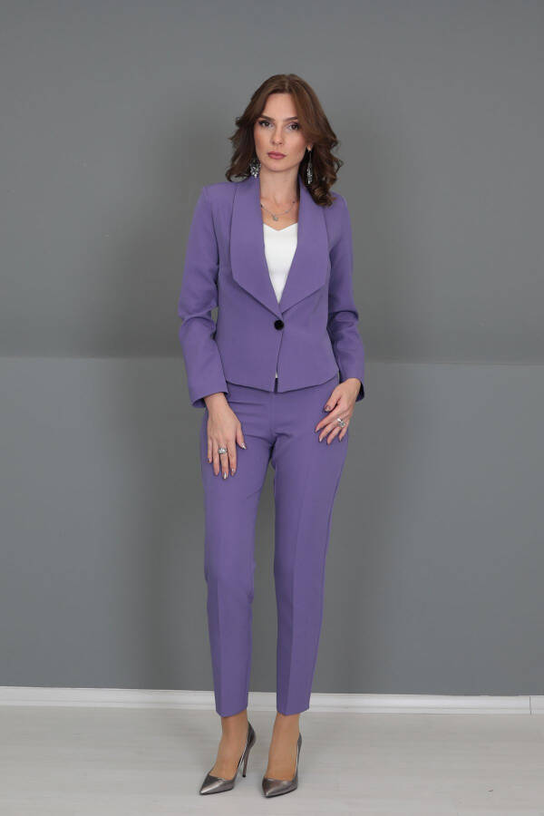 Mini Jacket & Straight Leg Trousers Set - Lilac - 11