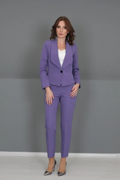Mini Jacket & Straight Leg Trousers Set - Lilac - ÖNDER ÖZSOY