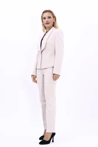 Mini Jacket & Straight Leg Trousers Suit-Grey - Grey - 3