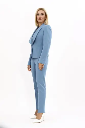 Mini Jacket & Wide Leg Pants Set - Light Blue - ÖNDER ÖZSOY (1)
