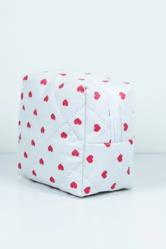 Mini Kalp Desenli Katta Makiyaj Sumkasi Tashkilotchisi 10x15x20-Pushti Yurakli - ELZRIPY (1)