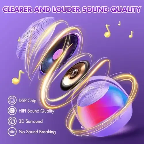 Mini Karaoke Machine Bolalar va kattalar uchun sovg'alar, 2 ta simsiz mikrofonli portativ karaoke karnay, karnay va LED yoritgichli bolalar mikrofon, qizlar va o'g'il bolalar uchun tug'ilgan kun sovg'alari 3-12+ yosh (Binafsha) - CAIORD (1)