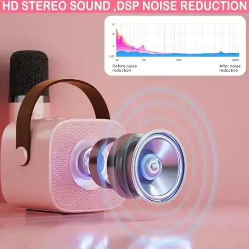 Mini Karaoke Machine for Kids & Adult, 4-12 Years Old Girls Christmas Birthday Gift for Boys, Karaoke Toys Gifts for Girls Ages 4, 5, 6, 7, 8, 9, 10, 12 +Year Old Birthday Party - 3