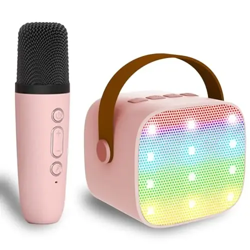 Mini Karaoke Machine for Kids & Adult, 4-12 Years Old Girls Christmas Birthday Gift, Karaoke Toys Gifts for Girls Ages 4, 5, 6, 7, 8, 9, 10, 12 +Year Old Birthday Party Pink - 1