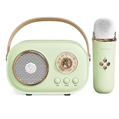 Mini Karaoke Machine, Karaoke Machine for Kids and Adults, Cute Karaoke with Microphone Set, Portable Bluetooth Speaker with Microphone, Retro Handheld Style for Family Party Meeting Singing (Green) - 1