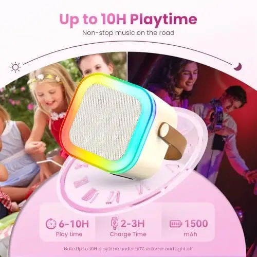 Mini Karaoke Machine, Portable Bluetooth Speaker & 2 Wireless Microphones | Karaoke Player Karaoke Microphone For Family Home Party Outdoor With HI-FI Sound | 5 Magic Sound | PA System | USB | TF | AUX - 4