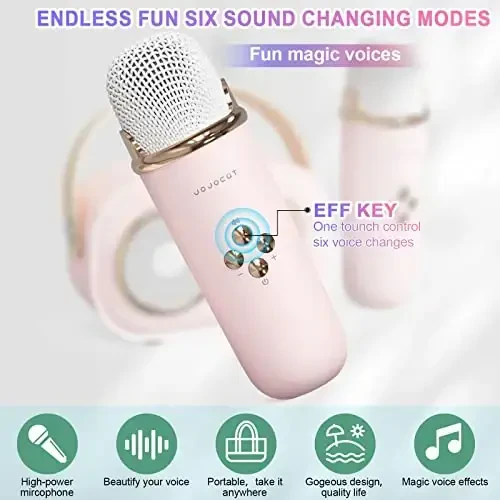 Mini Karaoke Mashinasi, Bolalar va Voyaga Uygun Karaoke Mashinasi, Mikrofonli Jozibali Karaoke, Mikrofonli Ko'chma Bluetooth Dinamigi, Oilaviy Parti, Uchrashuv va Qo'shiq Aytish Uchun Qo'lda Turida Retro (Pushti) - 5