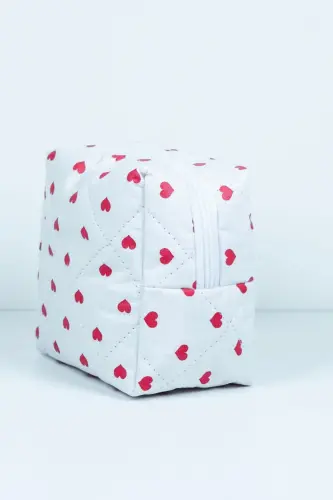 Мини Кошелек для Косметики с Сердечками Большого Размера 10x15x20 - Розовое Сердце - 5