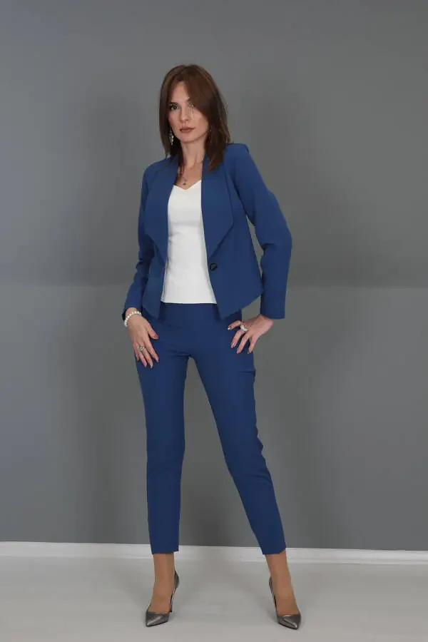 Mini Ko'yla va Keng Oyoqli Shim Set - Indigo - 14