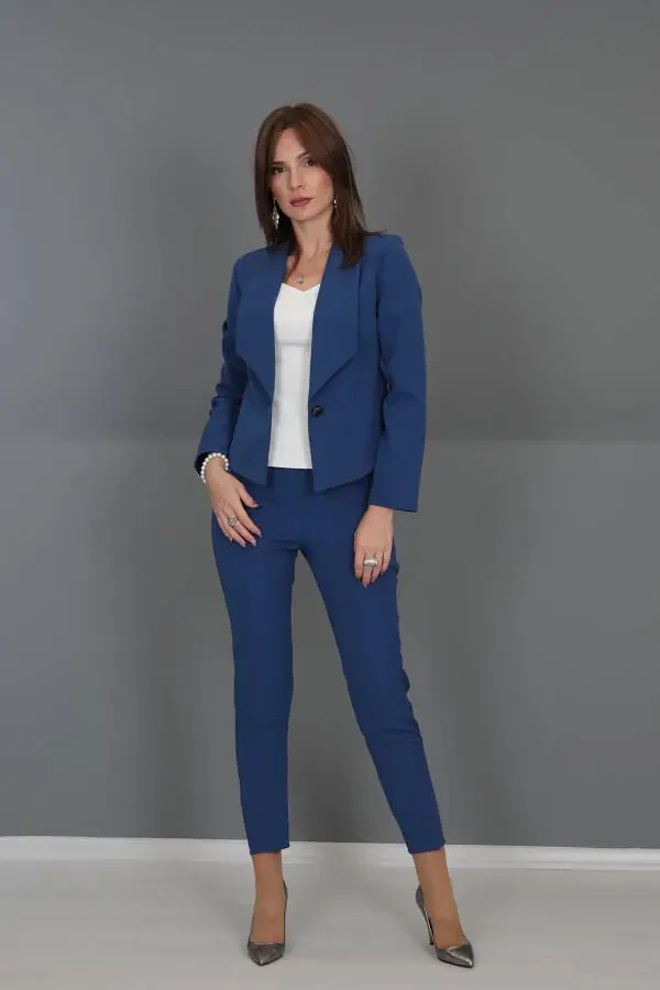 Mini Ko'yla va Keng Oyoqli Shim Set - Indigo - 15