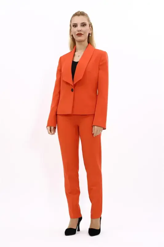 Mini Ko'ylagi & Truba Shimlar Kostyumi-Apelsin-Apelsin - 5