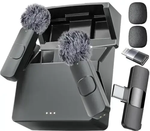 Mini Mic Pro (Latest Model - Wireless Microphone for iPhone, iPad, Android, Lavalier Microphone for Video Recording - iPhone Mic Crystal Clear Recording with USB-C (with Charging Case) 