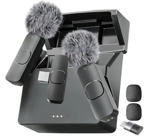 Mini Mic Pro (Latest Model - Wireless Microphone for iPhone, iPad, Android, Lavalier Microphone for Video Recording - iPhone Mic Crystal Clear Recording with USB-C (with Charging Case) - 1