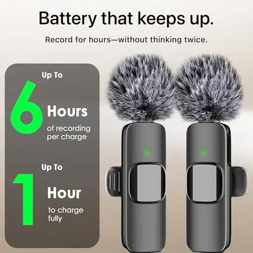Mini Mic Pro Wireless Microphone for iPhone, iPad, Android, Lavalier Microphone for Video Recording - 2 Pack iPhone Mic Crystal Clear Recording with USB-C for Podcast Microphone, ASMR, TikTok - 6