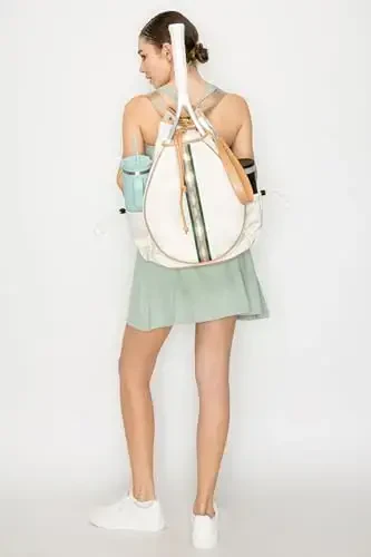 Mini Momo Tennis Bag for Women Racket Tote, Stylish Backpack - Unisex Racquet Sports Pickleball Bag Convertible Shoulder, Crossbody Strap Large Compartment - 6