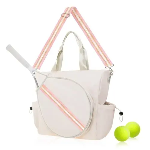 Mini Momo Tennis Bag for Women Racket Tote, Stylish Backpack - Unisex Racquet Sports Pickleball Bag Convertible Shoulder, Crossbody Strap Large Compartment 
