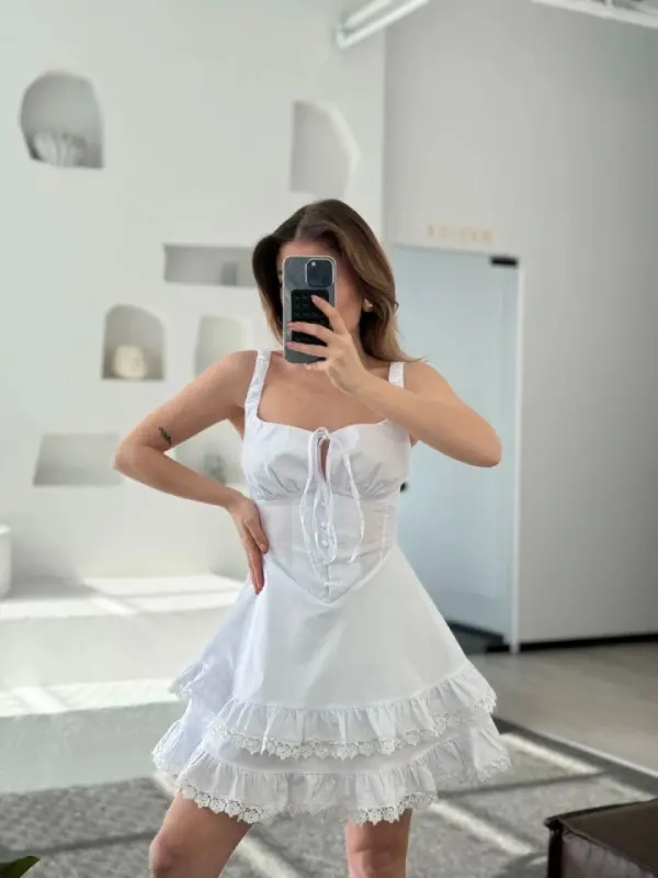 Mini osma ko'ylak - Oq - BÜYÜKBEDENIZ