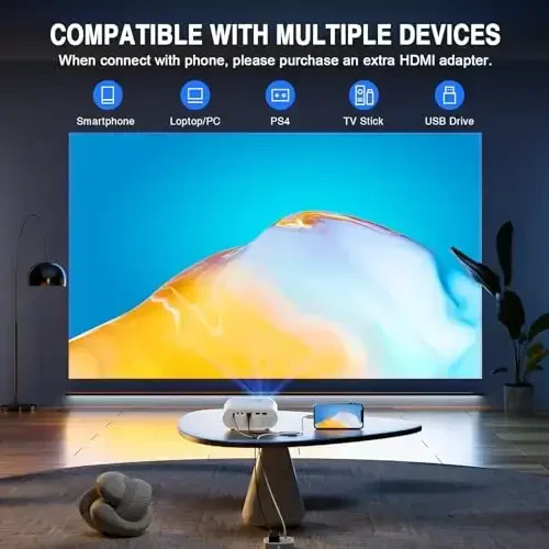 Мини-проектор, VISSPL Full HD 1080P видеопроектор, портативный уличный проектор со штативом, детский подарок, проектор для домашнего кинотеатра, совместимый с Android/iOS/Windows/TV Stick/HDMI/USB - 6