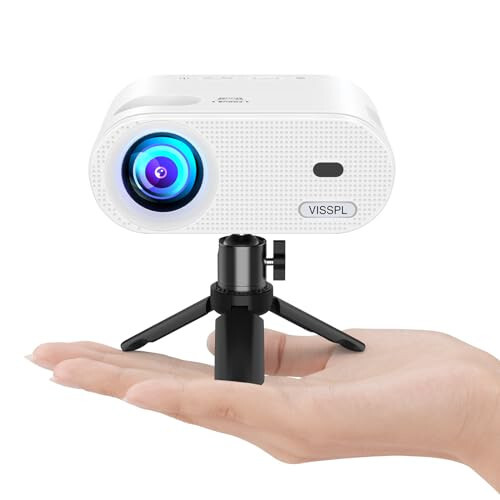 Mini Projector, VISSPL Full HD 1080P Video Projector, Portable Outdoor Projector with Tripod, Kids Gift, Home Theater Movie Phone Projector Compatible with Android/iOS/Windows/TV Stick/HDMI/USB - 1