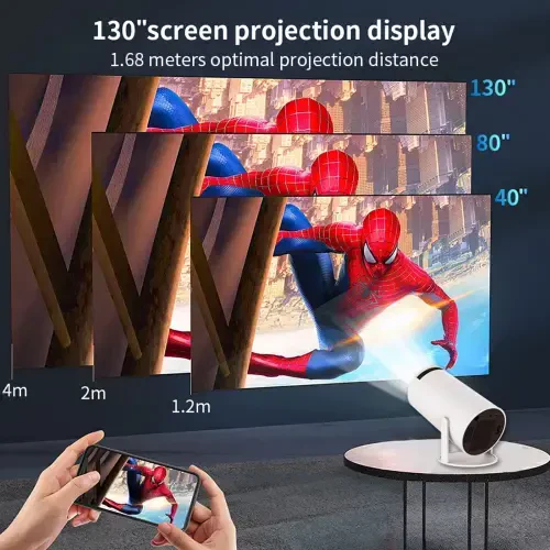 Mini Projector with Android 11, Portable Projector 4K 1080P Full HD Support, Smart Projector WiFi6 BT5.0 Auto Horizontal Correction, 180°Rotatable Outdoor Projector for Phone/TV Stick/Laptop - 6