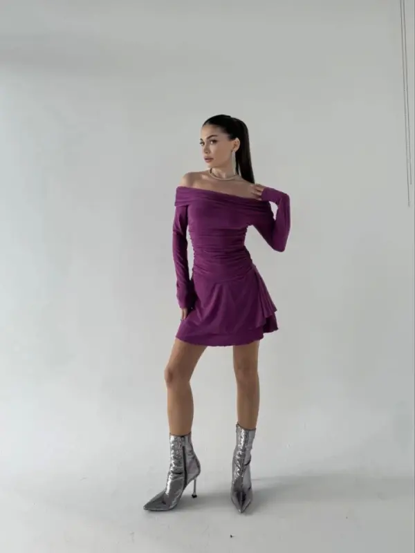 Mini Ruffled Dress - Pink - 2