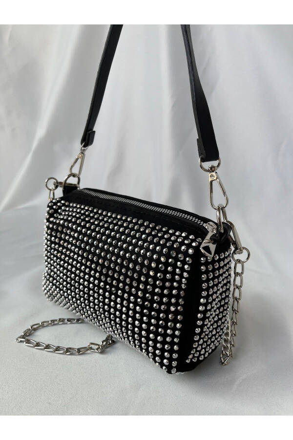 Mini shoulder bag with sparkling stones. - 6