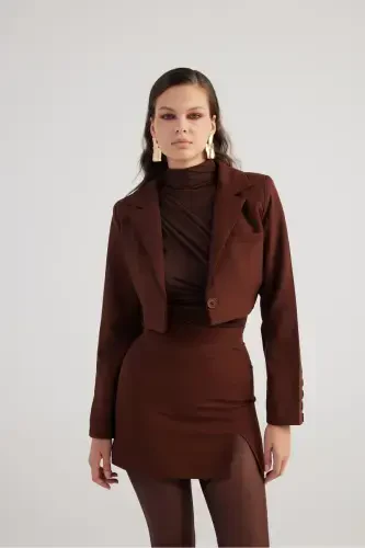 Mini Size Slit Detailed Panky Skirt Brown - 2