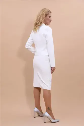 Mini Skirt & Pencil Skirt Set-Ecru-Ecru - 4