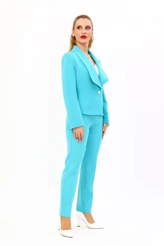 Mini Skirt & Skinny Trousers Set Turquoise-Turquoise - 3