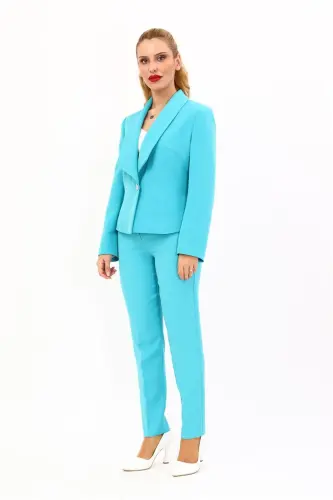 Mini Skirt & Skinny Trousers Set Turquoise-Turquoise - 5