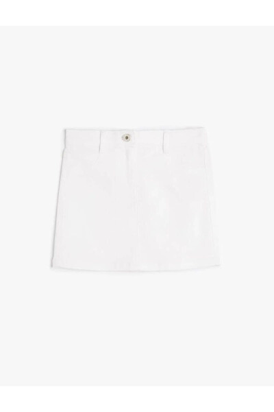 Mini Skirt with Buttoned Pockets and Cotton - 5