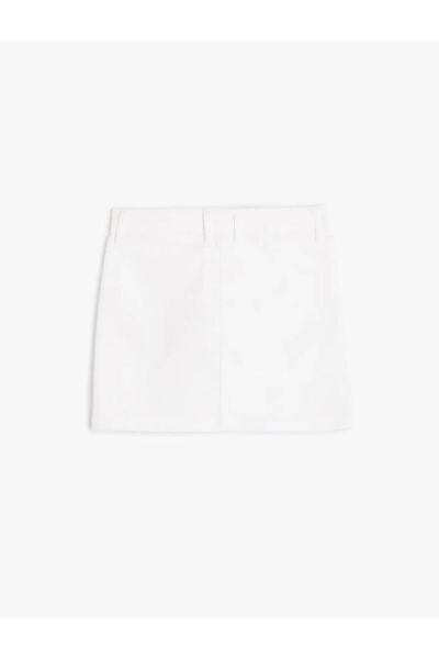 Mini Skirt with Buttoned Pockets and Cotton - 6