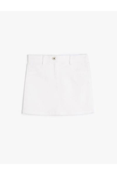 Mini Skirt with Buttoned Pockets and Cotton - 1