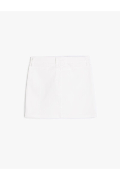 Mini Skirt with Buttoned Pockets and Cotton - 2