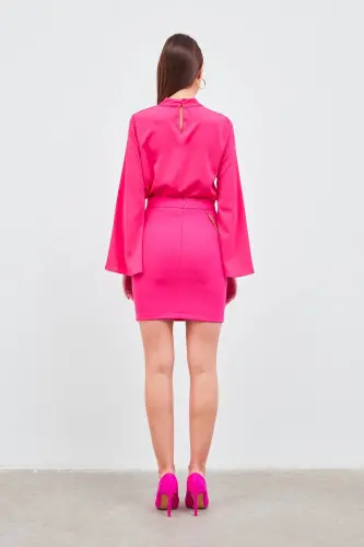 Mini Skirt with Chain Accessory - Fuchsia - 6