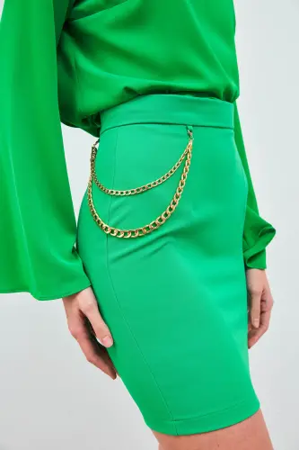Mini Skirt with Chain Detail - Green - 5