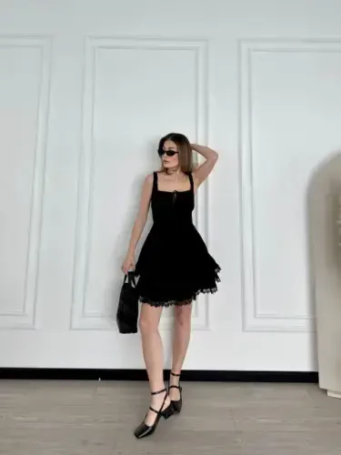 Mini Slip Dress - Black - BÜYÜKBEDENIZ (1)