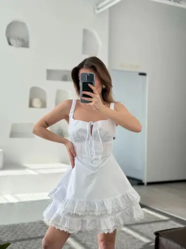 Mini Slip Dress - White - 1