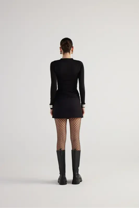 Mini Slit Detail Panky Skirt Black-Black - 4