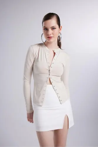 Mini Slit Detailed Panky Skirt White-White - HOLLY LOLLY (1)