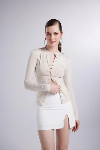 Mini Slit Detailed Panky Skirt White-White - 5