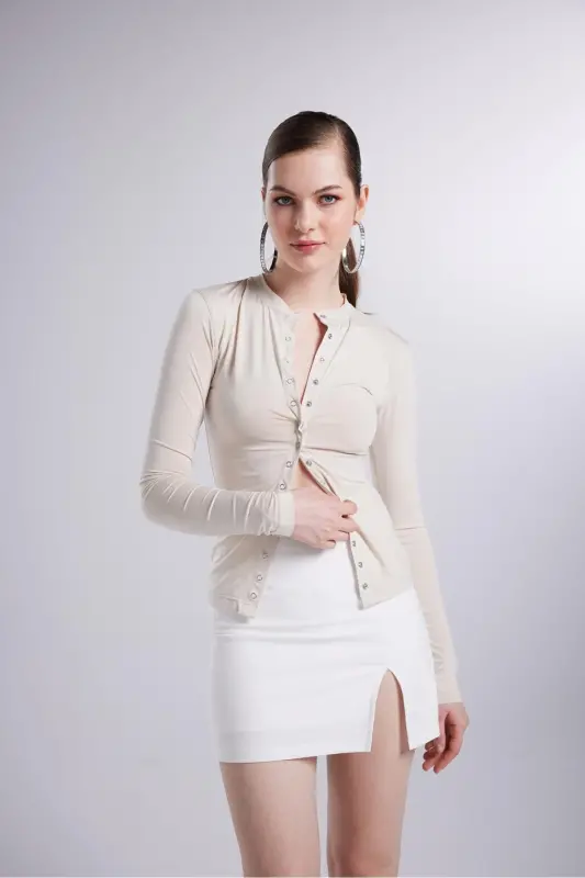 Mini Slit Detailed Panky Skirt White-White - 5