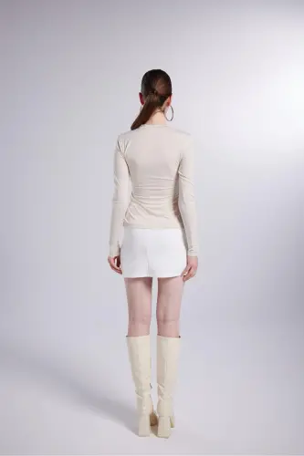 Mini Slit Detailed Panky Skirt White-White - 7