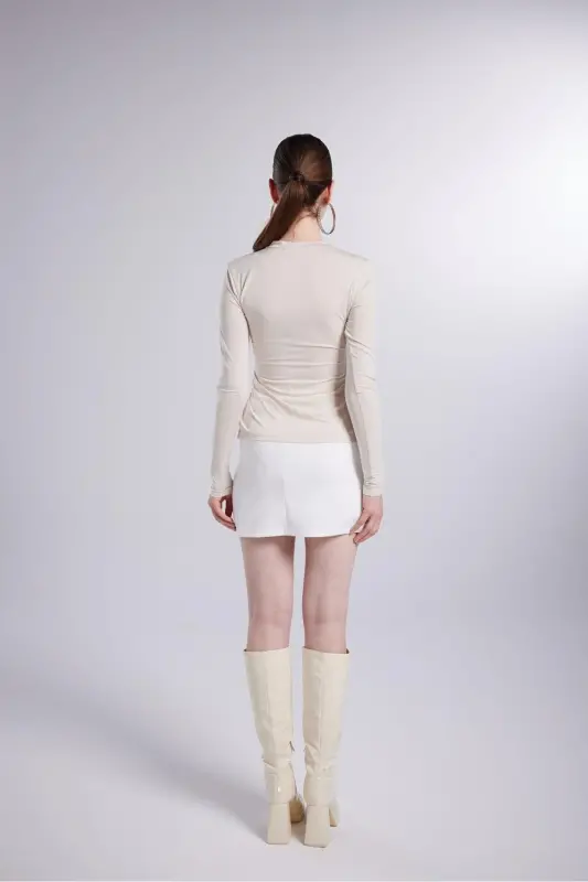 Mini Slit Detailed Panky Skirt White-White - 7