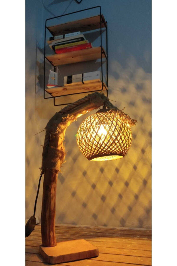 Mini Table Lamp Yellow Ball Wooden Lampshade Tree Lighting Nightstand Desk Lamp 50cm - 7