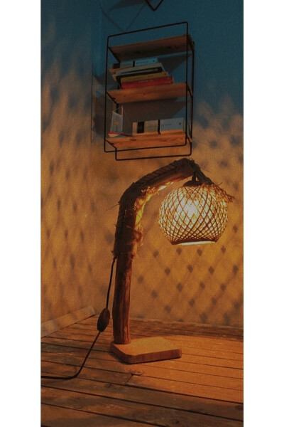 Mini Table Lamp Yellow Ball Wooden Lampshade Tree Lighting Nightstand Desk Lamp 50cm - 5